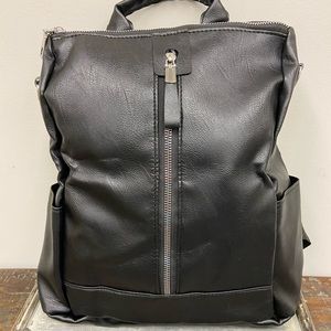 New Vegan Leather Backpack - Black